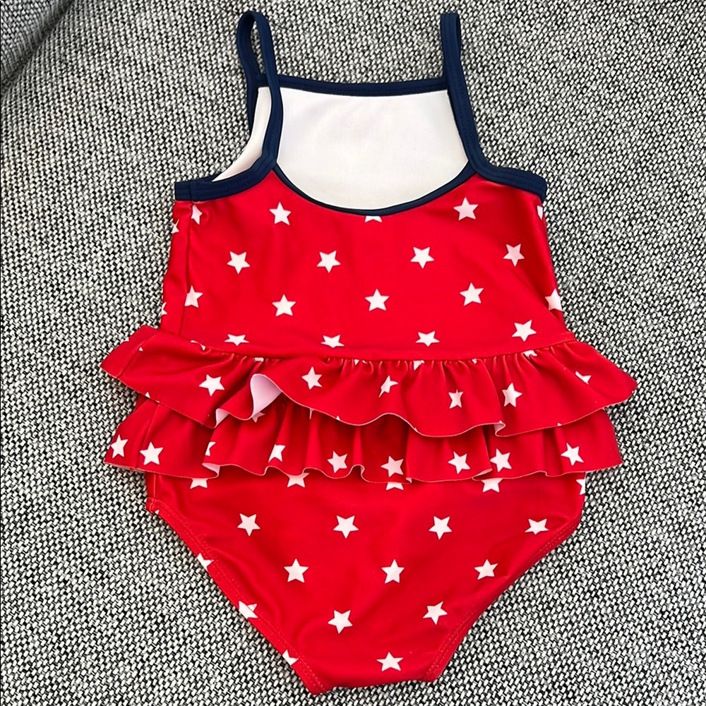 Carter’s Red Star-Patterned Ruffled Swimsuit 18M - Picture 2 of 6